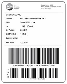 SQM Carbonate product label