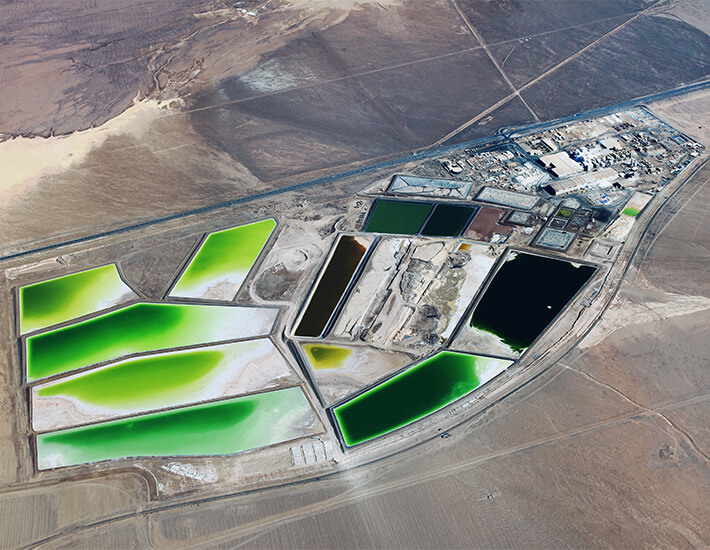 An aerial view of the lithium pools is seen