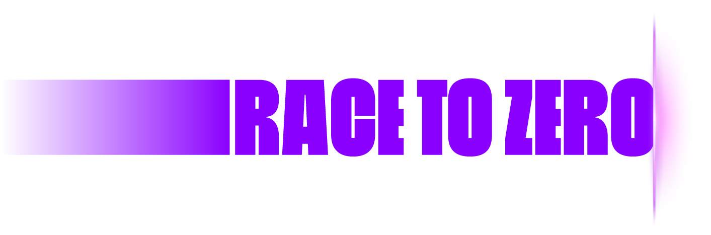 Logo de la sección de noticias que dice Race to zero