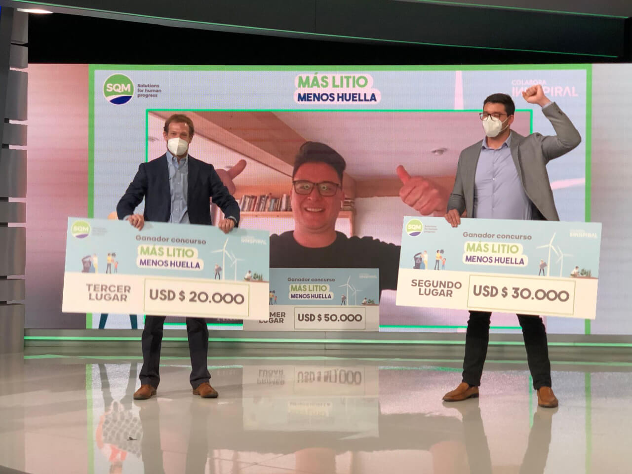The two winners of the More Lithium, Less Huella contest are seen in the image